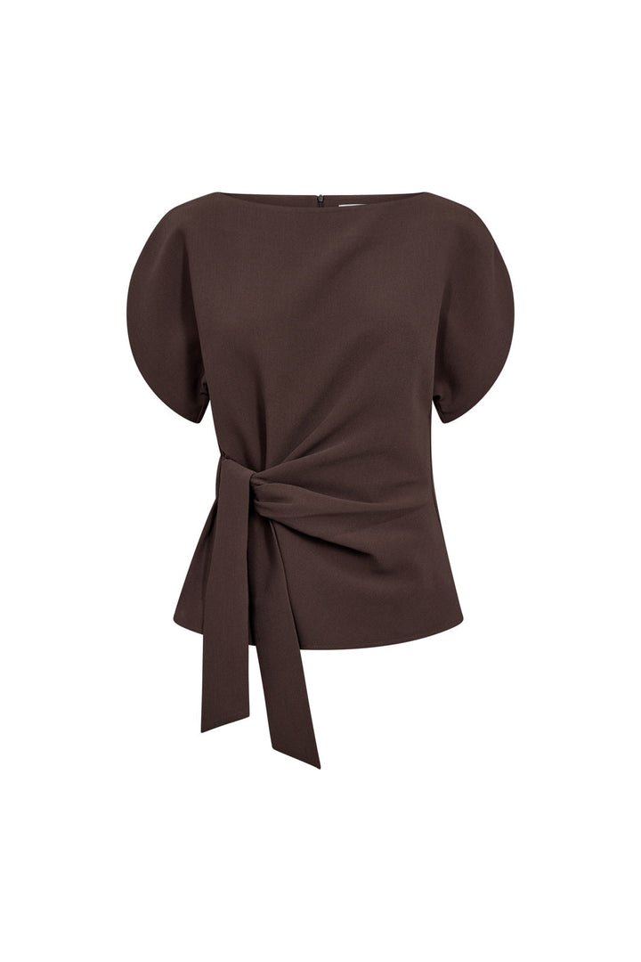 Co´Couture - Acilecc Pleat Ss Blouse 500458 - 20002 - Brown