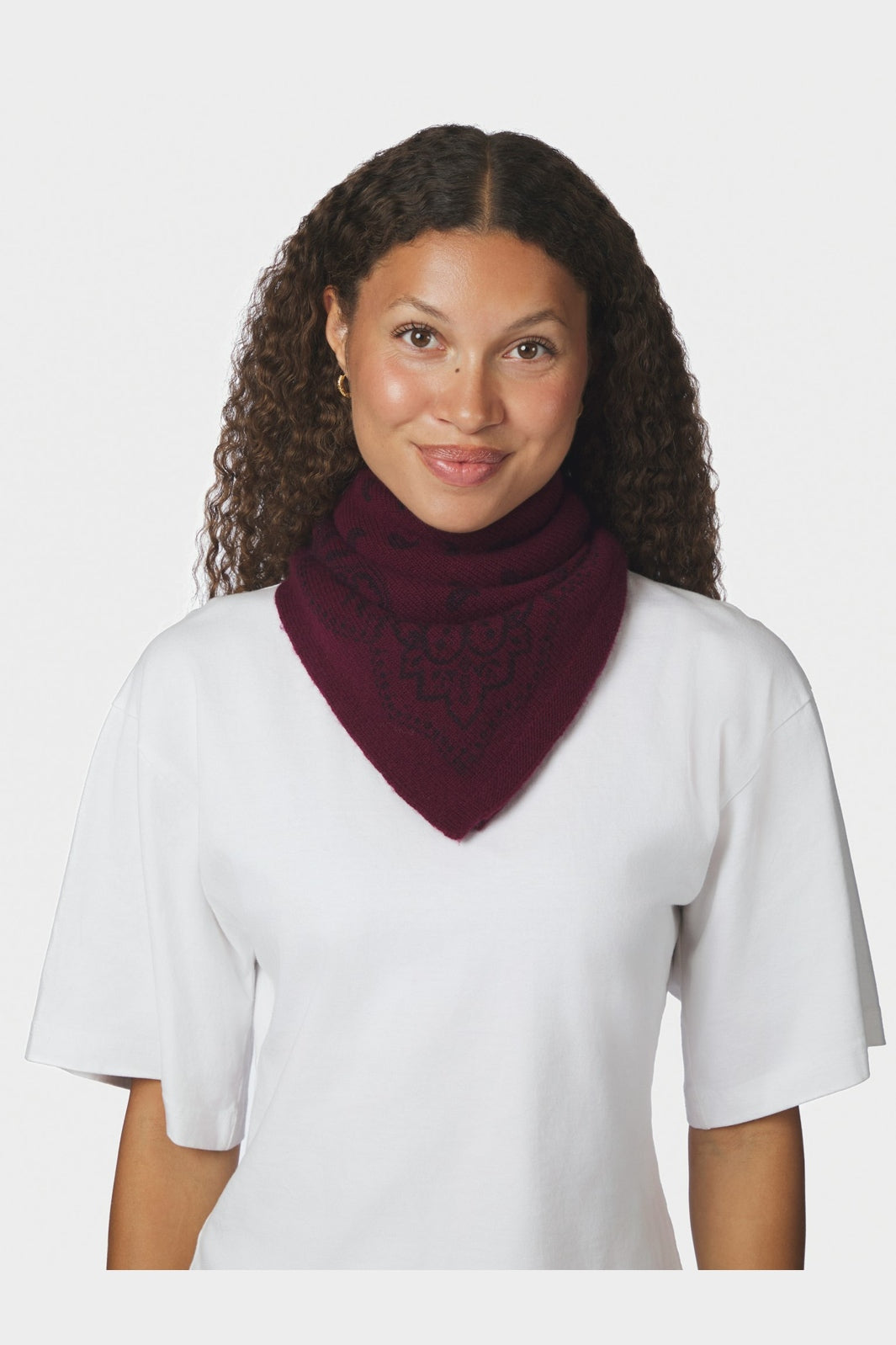 Neo Noir - Adelina Paisley Knit Scarf 169506 - 682 - Wine