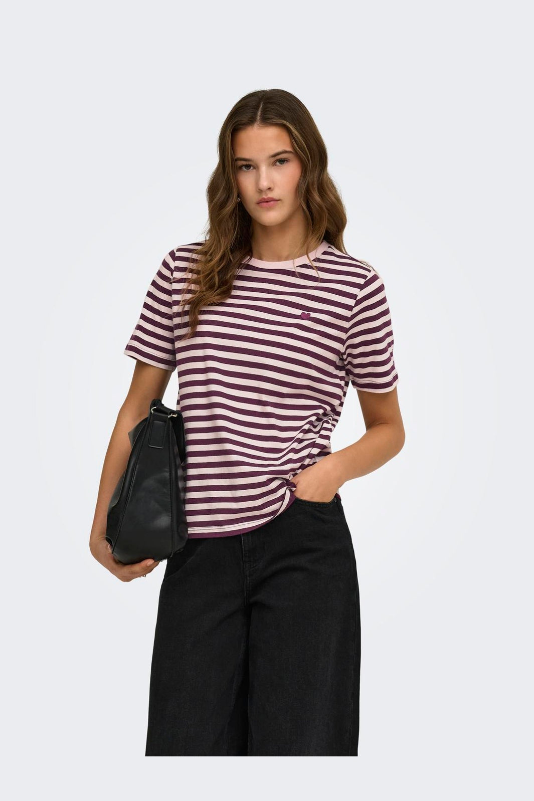 Only - Onlhappy S/S Emb Top - 5204485 Winetasting Pale Lilac (Uni) - Winetasting Emb Heart