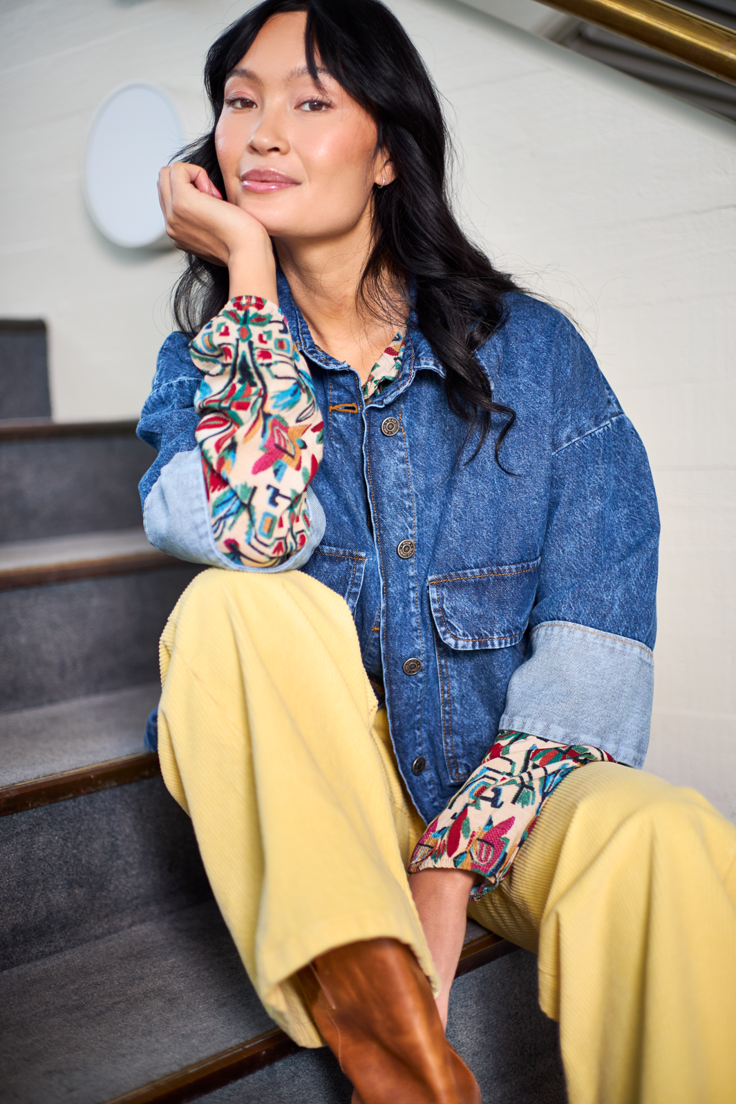 Black Colour - Bccora Corduroy Box Pant 40676 - Lt. Yellow