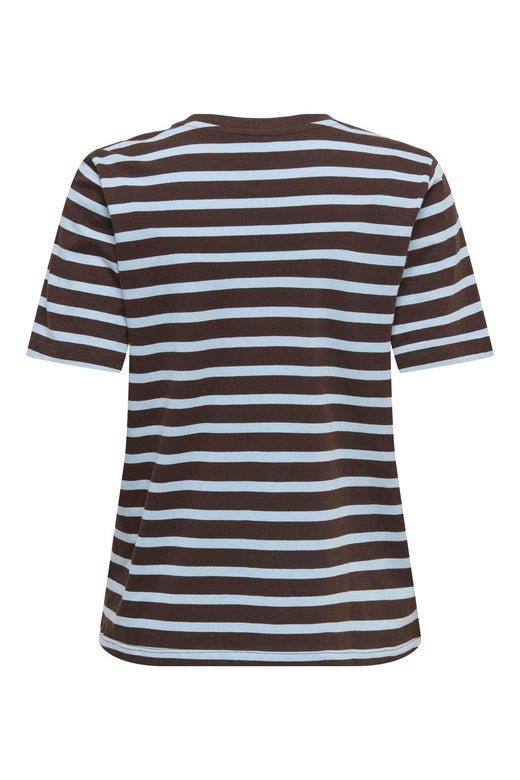 Only - Onlhappy S/S Emb Top - 5204484 Coffee Bean Chambray Blue (Liv) - Brown Emb Heart