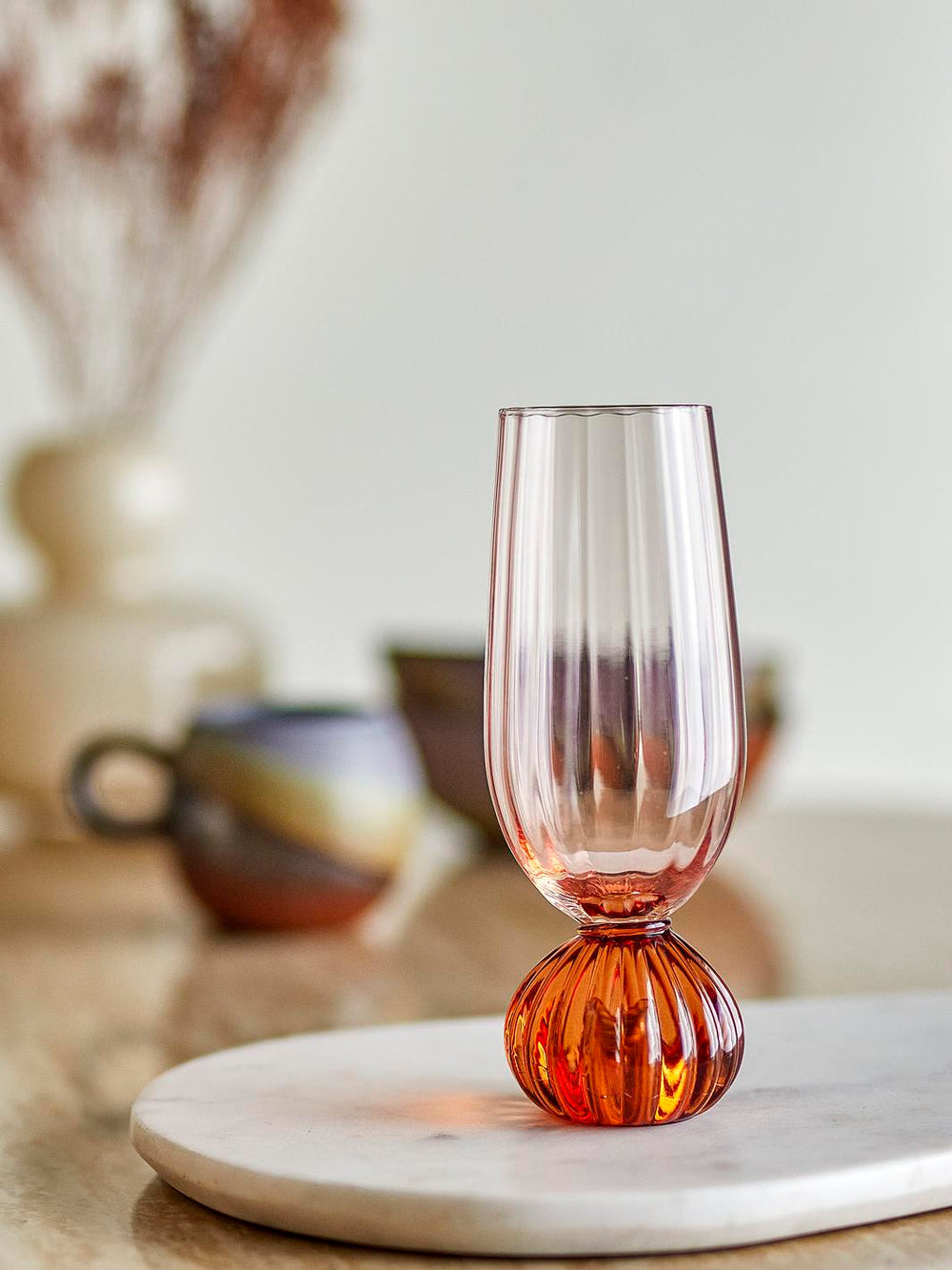 Bloomingville - Taurin Champagneglas, Rosa, Glas 82072787 - Rose