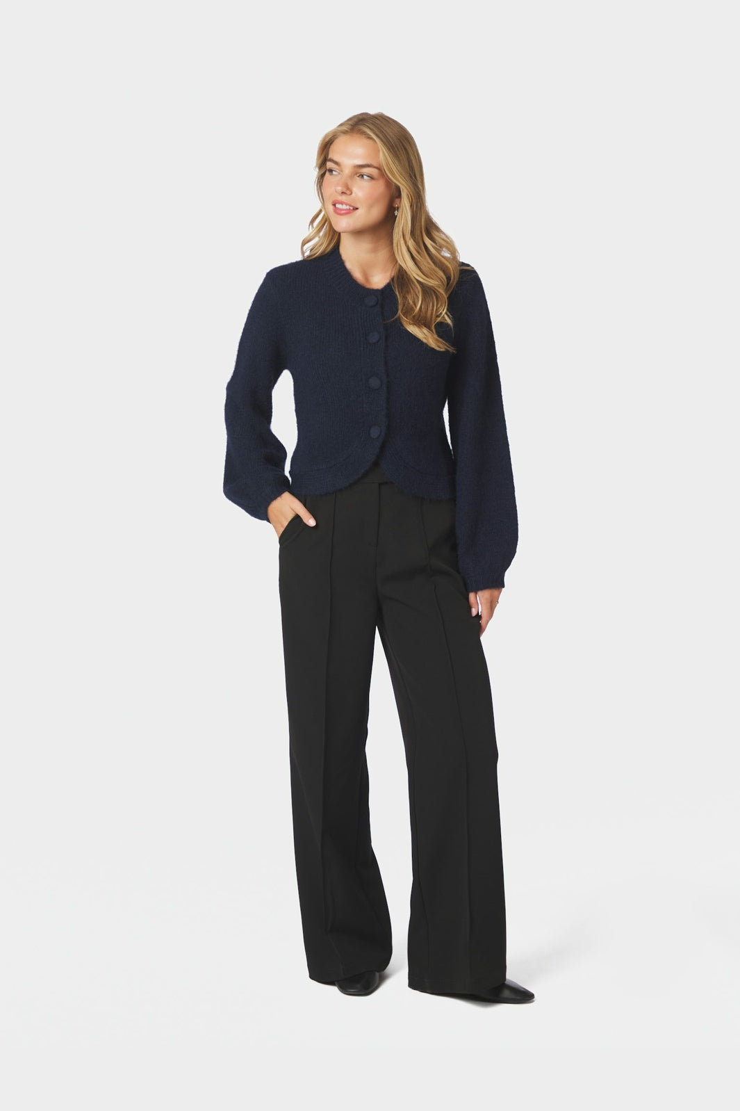 Neo Noir - Gio Fluffy Knit Cardigan 168524 - 141 - Navy