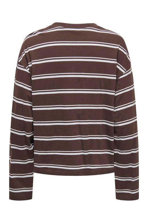 Only - Onlhappy L/S O-Neck Stripe Tee - 5203349 Coffee Bean Balled Blue Fie