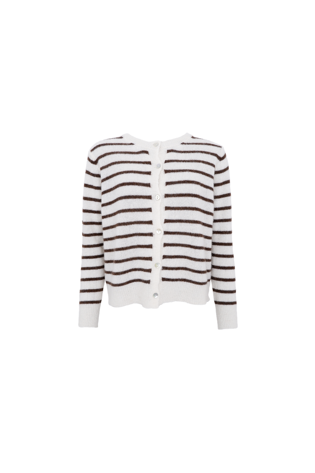 Black Colour - Bcdell Striped Knit Cardigan 1197 - Off White