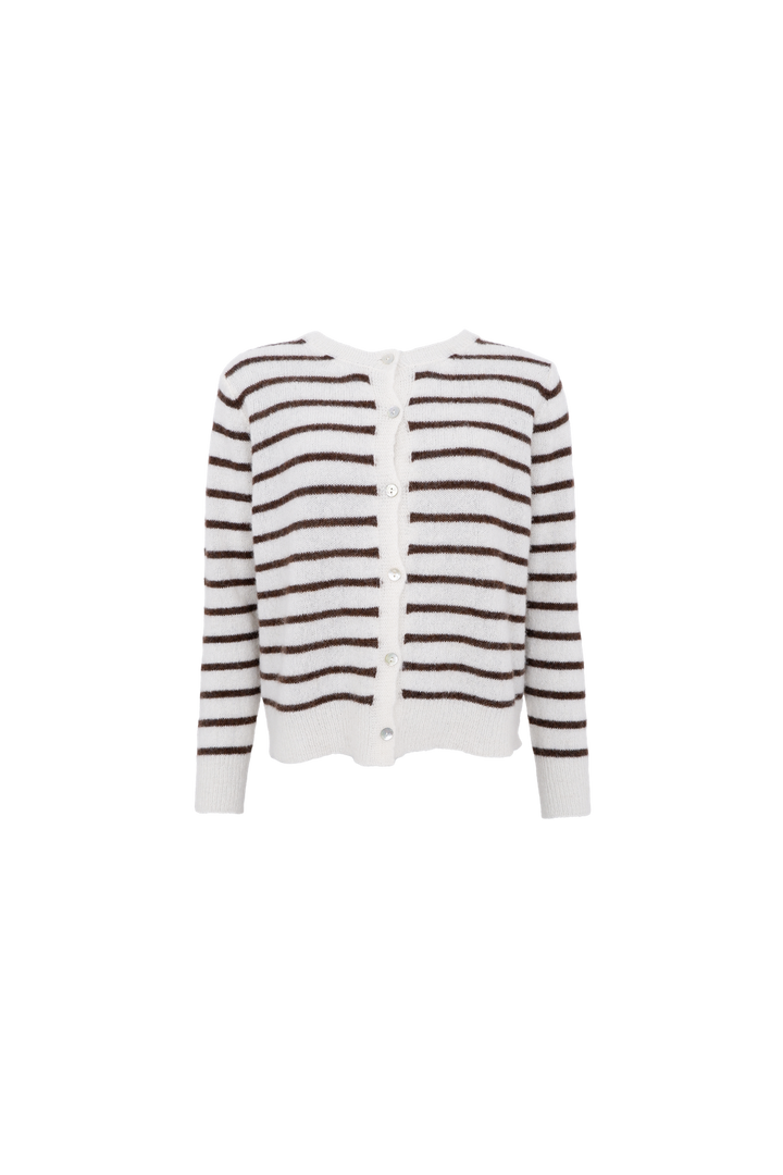 Black Colour - Bcdell Striped Knit Cardigan 1197 - Off White