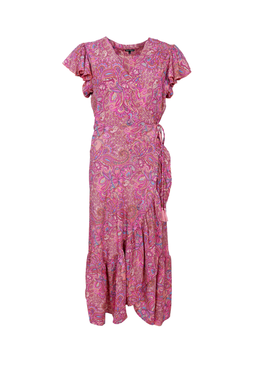 Black Colour - Bcluna Flared Wrap Dress 39151 - Pink Vibe