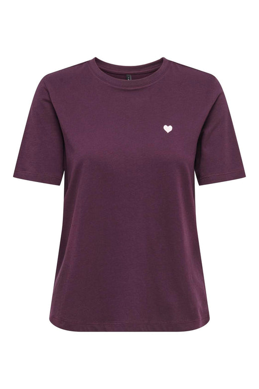 Only - Onlhappy S/S Emb Top - 5204456 Winetasting Pale Lilac Heart