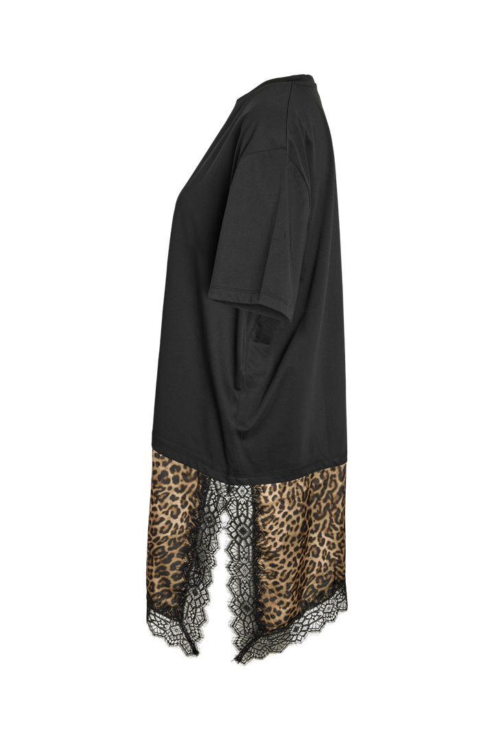Noisy May - Nmfilla S/S Oversize Satin T-Shirt - 5190999 Black Leo