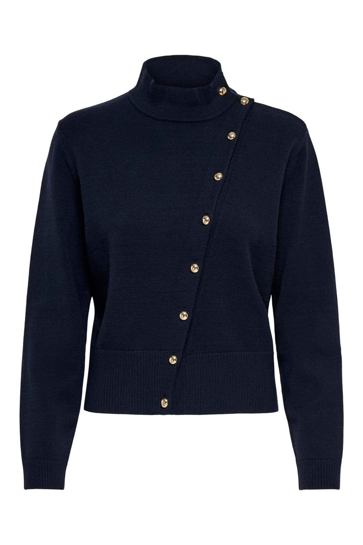 Only - Onlmio Ls Mockneck Utility Assym Knt - 5252816 Night Sky Gold Button