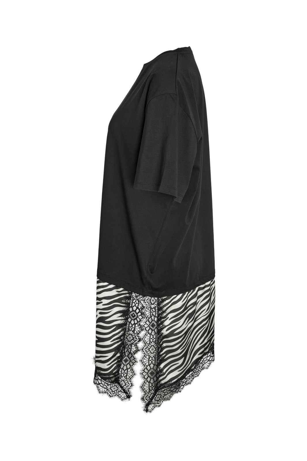 Noisy May - Nmfilla S/S Oversize Satin T-Shirt - 5191000 Black Zebra