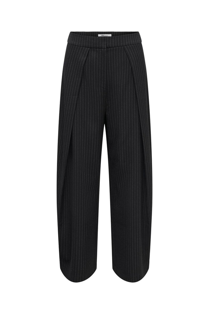 Only - Onlpinya Pleat Barrel Pant Tlr - 5205663 Black Cloud Dancer Pinstripes