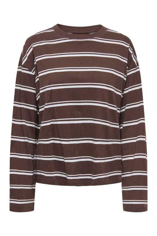 Only - Onlhappy L/S O-Neck Stripe Tee - 5203349 Coffee Bean Balled Blue Fie