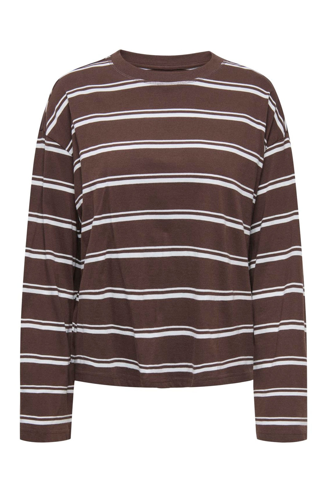 Only - Onlhappy L/S O-Neck Stripe Tee - 5203349 Coffee Bean Balled Blue Fie