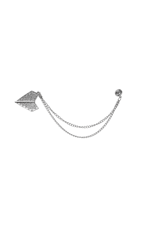 Black Colour - Bcpyramide Brooch Pin-Set 4553 - Silver Coloured