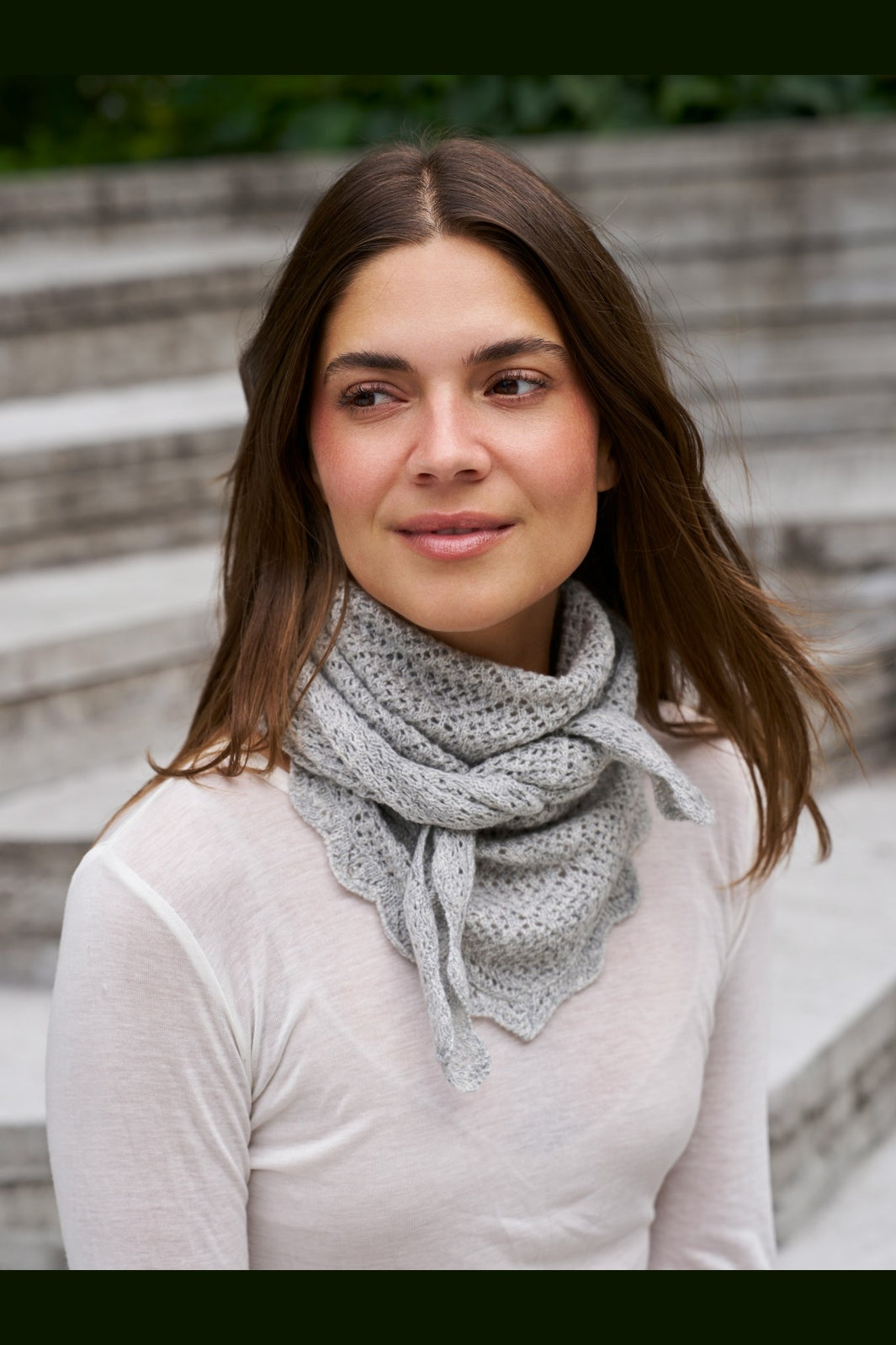 Neo Noir - Misty Medium Pointelle Scarf 169982 - 133 - Grey Melange