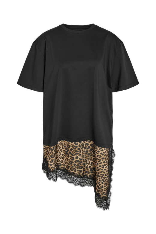 Noisy May - Nmfilla S/S Oversize Satin T-Shirt - 5190999 Black Leo