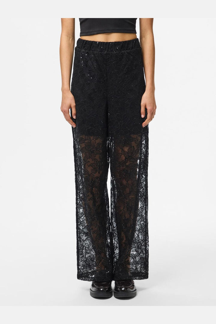 Pieces - Pclouise Straight Pants - 5039172 Black Black Sequins