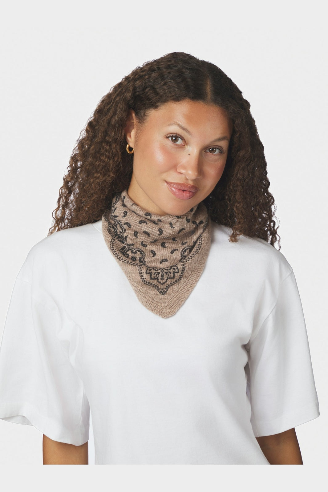 Neo Noir - Ariya Paisley Knit Scarf 171220 - 205 - Brown Melange