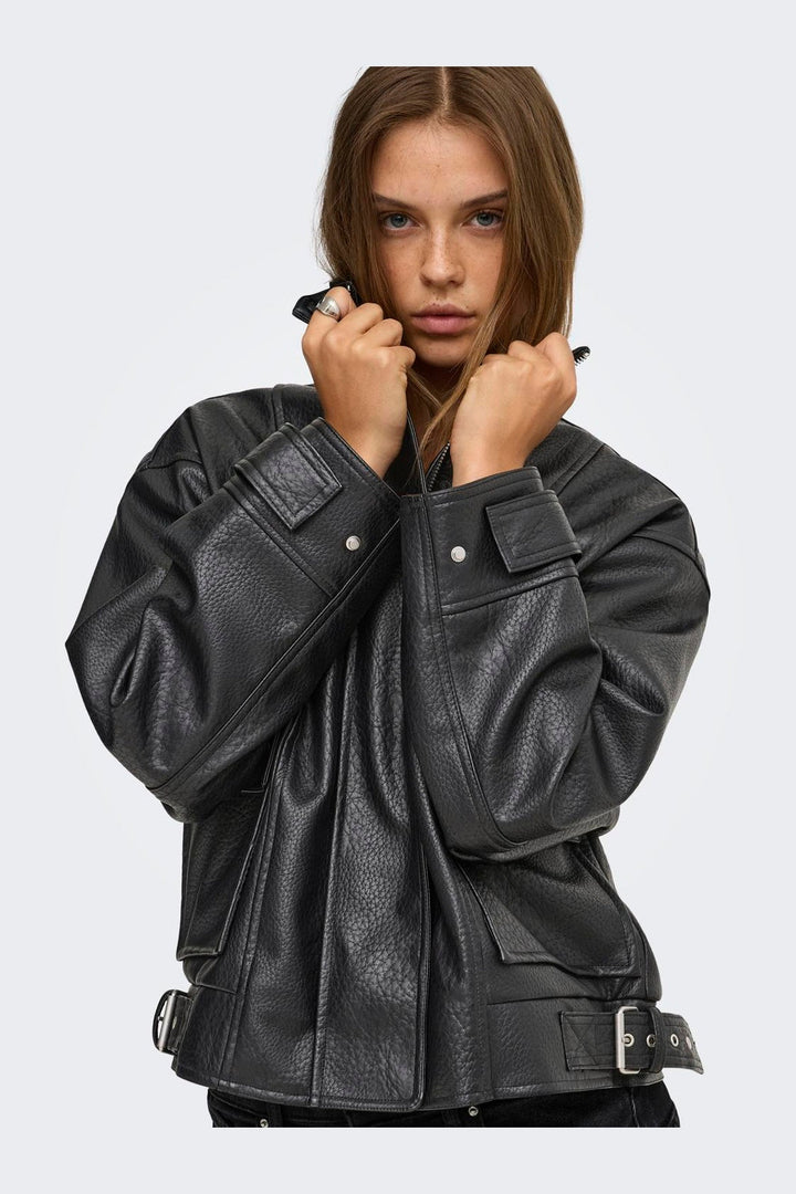 Only - Onlvani Ls Faux Leather Biker Jacket Pn - 5205108 Black