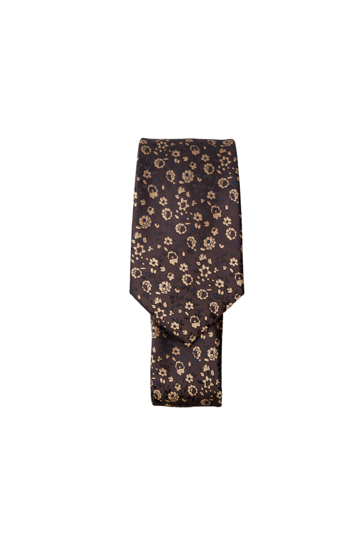 Black Colour - Bclulu Tie 208437 - Brown Flower