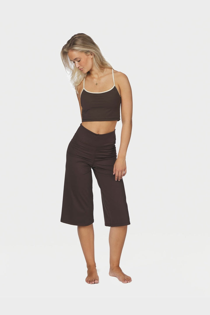 Neo Noir - Lauri Wide Capri Pants 171241 - 676 - Dark Brown