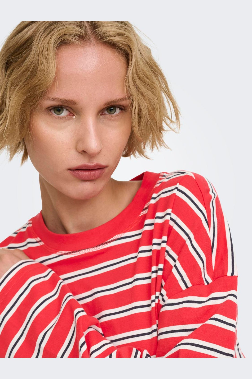 Only - Onlhappy L/S O-Neck Stripe Tee - 5201889 Lollipop Cloud Dancer + Night Sky Ina