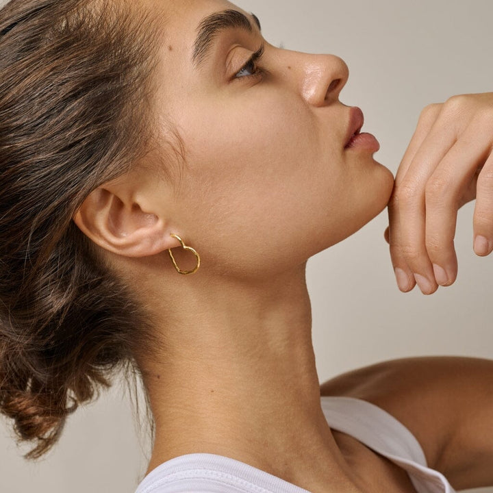 Enamel Copenhagen - Hoops, Organic Heart Medium E414GM - 925S/Gp/M Øreringe 