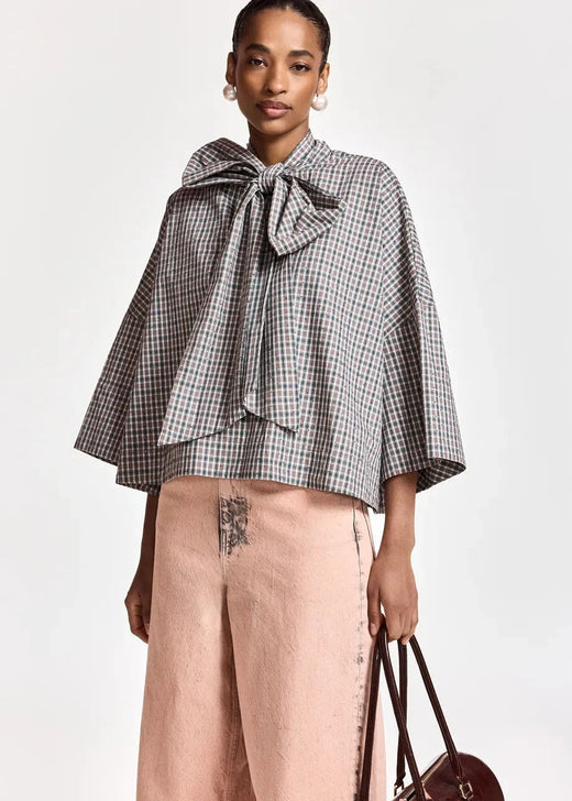 Essentiel Antwerp - Kefir Pussy Bow Tie Top - K1fs Combo1 Firestarter Bluser 