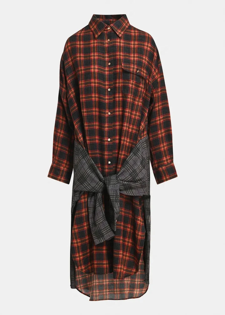 Essentiel Antwerp - Kristin Tie Waist Shirt Dress - K1fs Combo1 Firestarter 