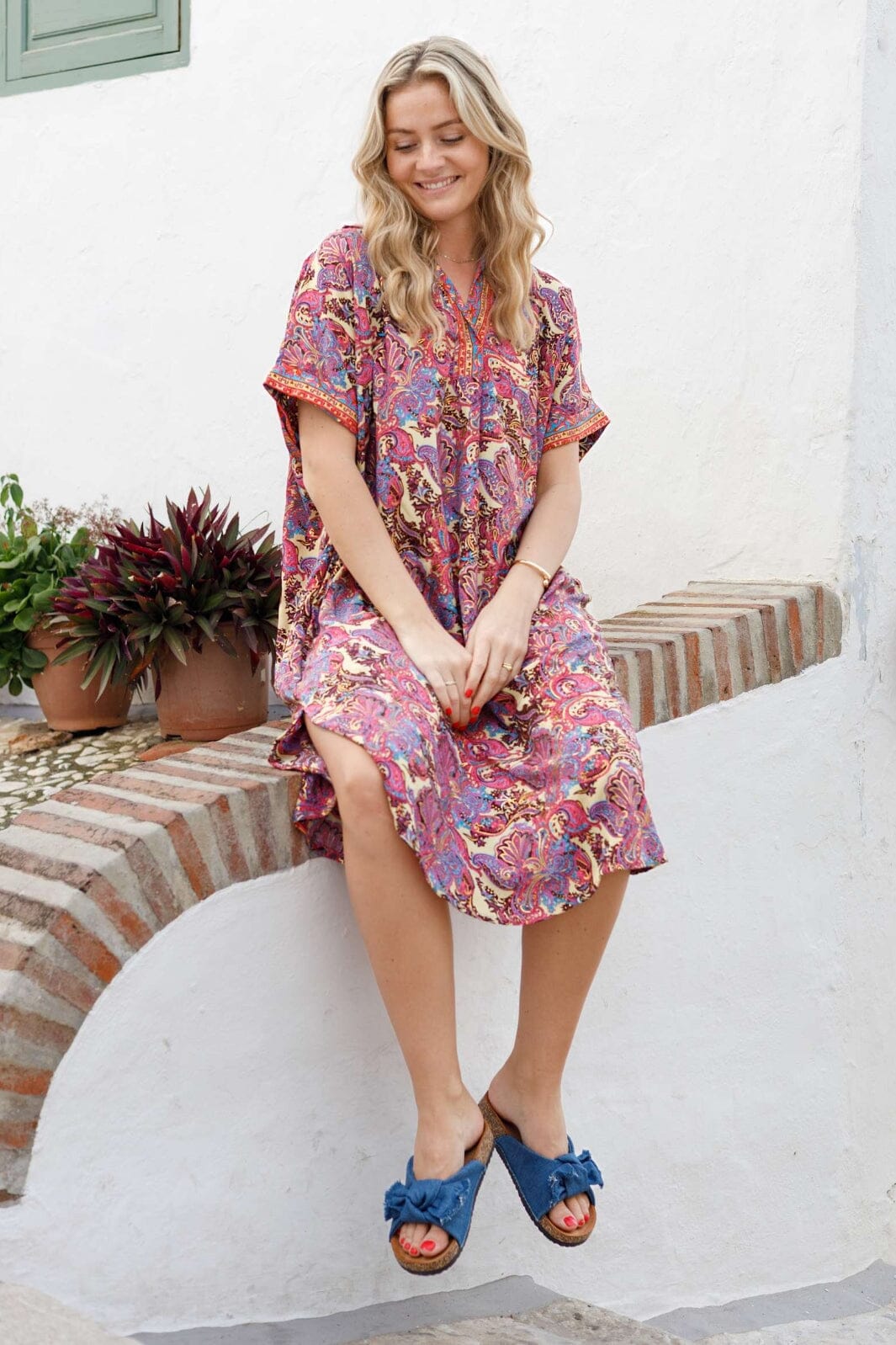 Black Colour - Bcluna S/S Kaftan Tunic 39196 - Royal Berry