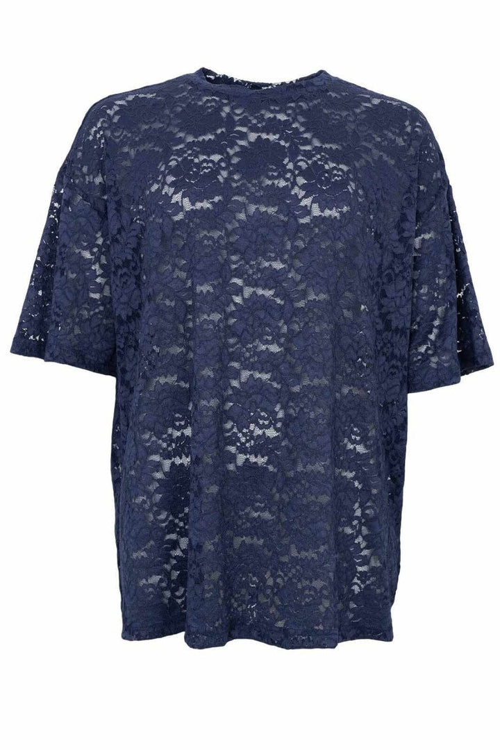Black Colour - Bcroxie Lace Tee 40796 - Shirts - Navy