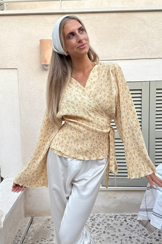 BYIC - Ofeliaic Wrap Shirt A23939 - Yellow Flower Print