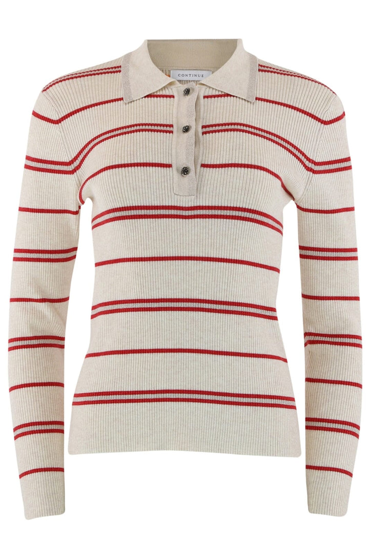 Forudbestilling - Continue - Eva Polo Knit Stripe 14723 - Red Stripe