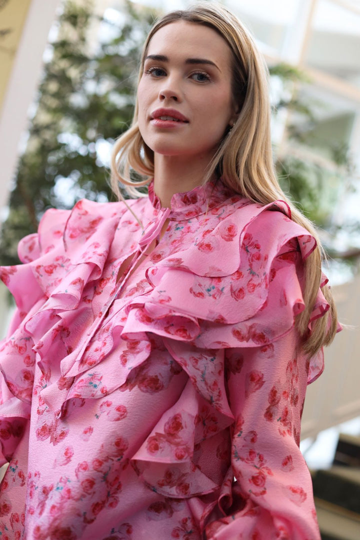 Forudbestilling - Cras - Sylvia Blouse - 8069 8069 Pink Roses Skjorter 
