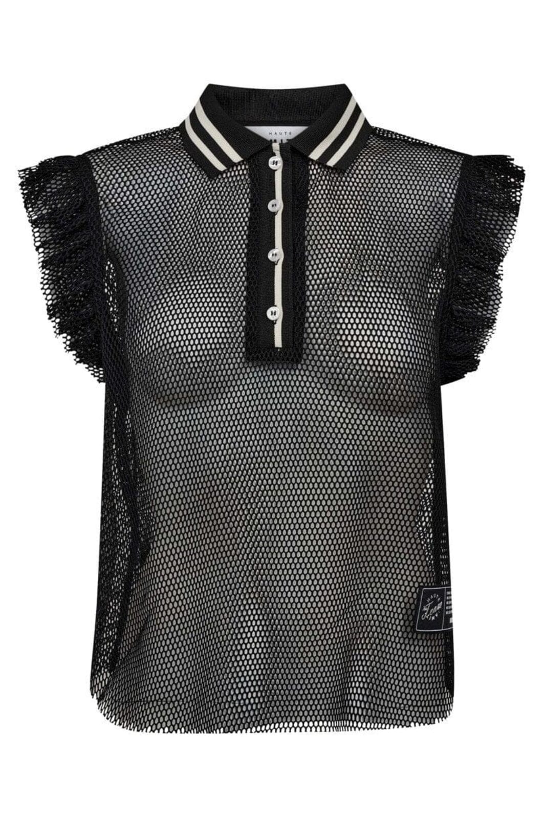 Haute L'Amitié - Net Frill Polo Top HL10094 - Black