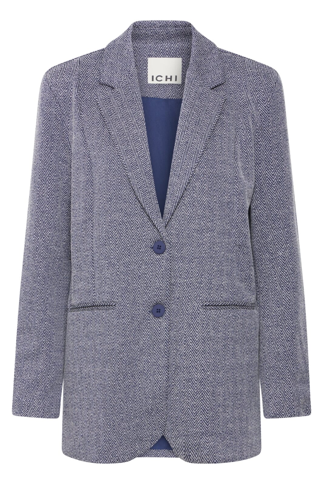 Ichi - Ihkate Jacquard Oversize Bl 20121605 - 900000478 - Patriot Blue Herringbone