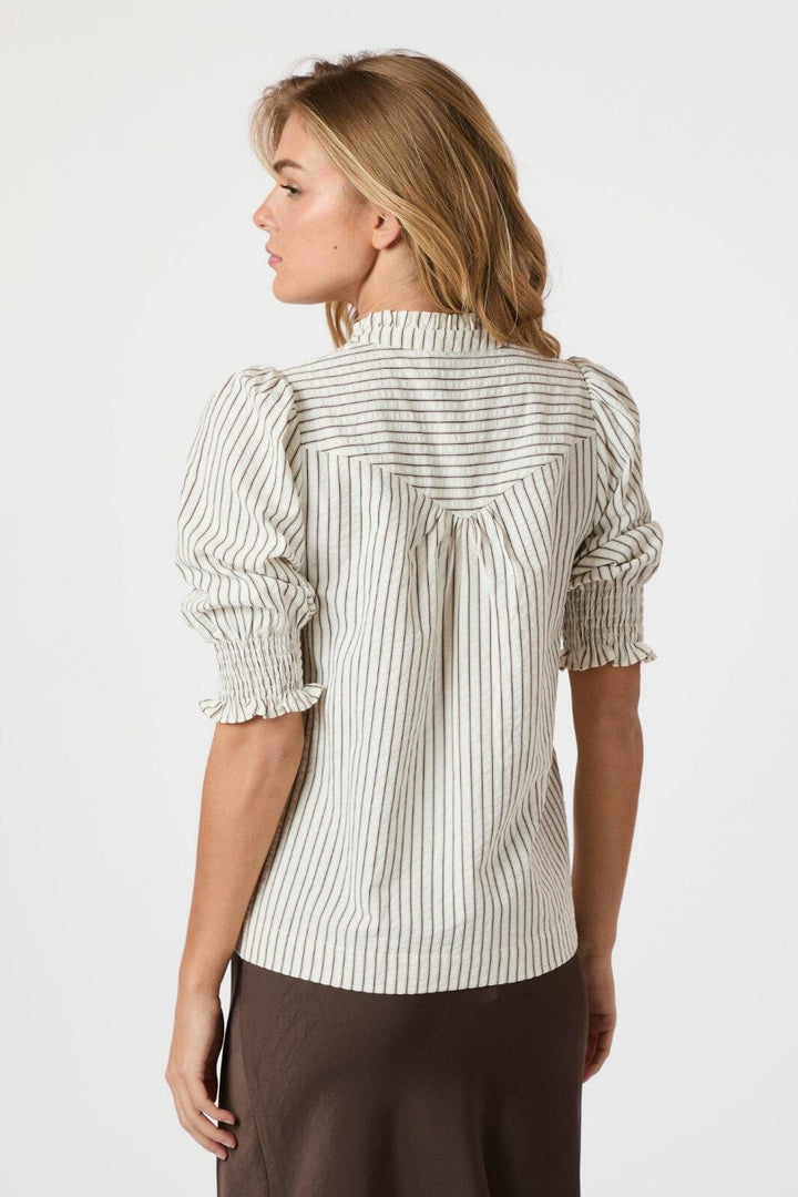 Neo Noir - Diana Crepe Stripe Blouse 165203 - 210 - Brown