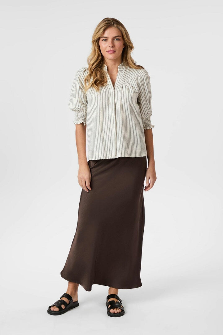 Neo Noir - Diana Crepe Stripe Blouse 165203 - 210 - Brown