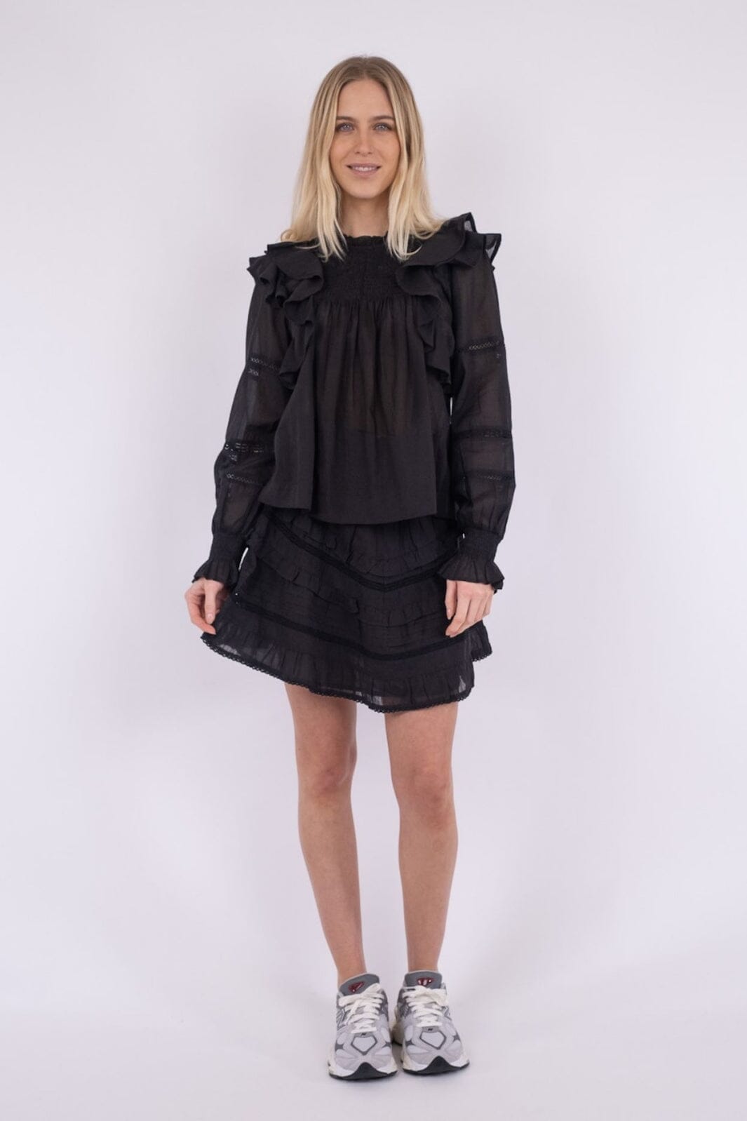 Forudbestilling - Neo Noir - Donna S Voile Skirt - Black - (Marts) Nederdele 