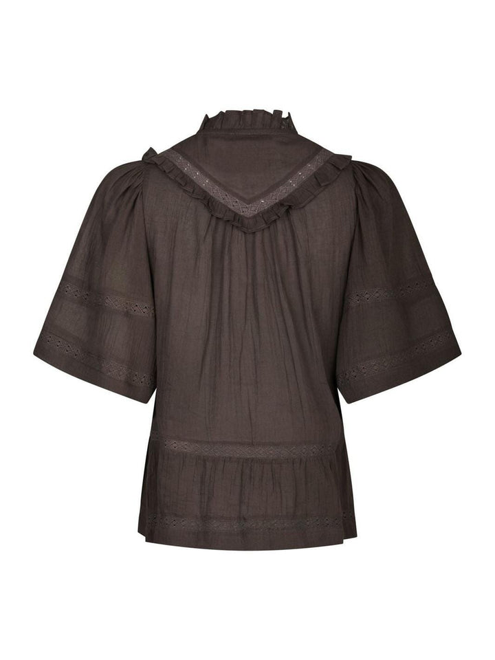 Forudbestilling - Neo Noir - Evienne S Voile Top 161856 - 676 - Dark Brown Toppe 