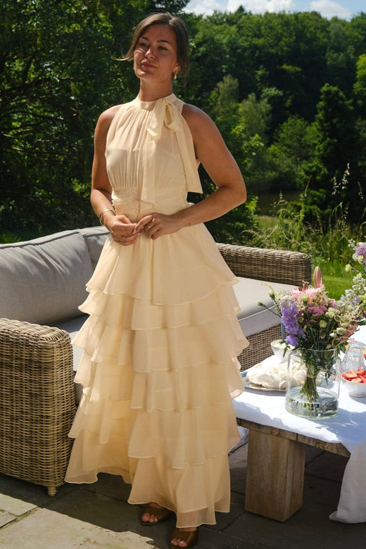 Forudbestilling - Neo Noir - Marli Solid Chiffon Dress 165640 - 191 - Light Yellow Kjoler 