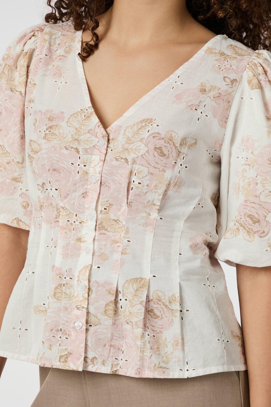 Neo Noir - Timra Emb Rose Blouse 165356 - 630 - Dusty Rose