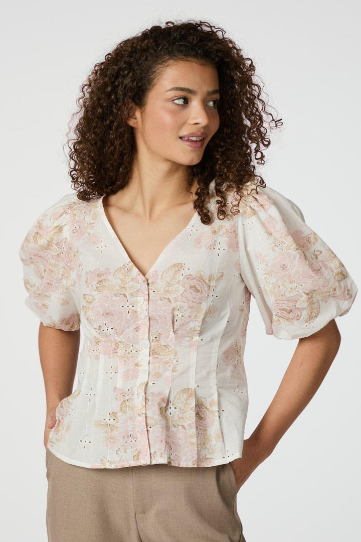 Neo Noir - Timra Emb Rose Blouse 165356 - 630 - Dusty Rose