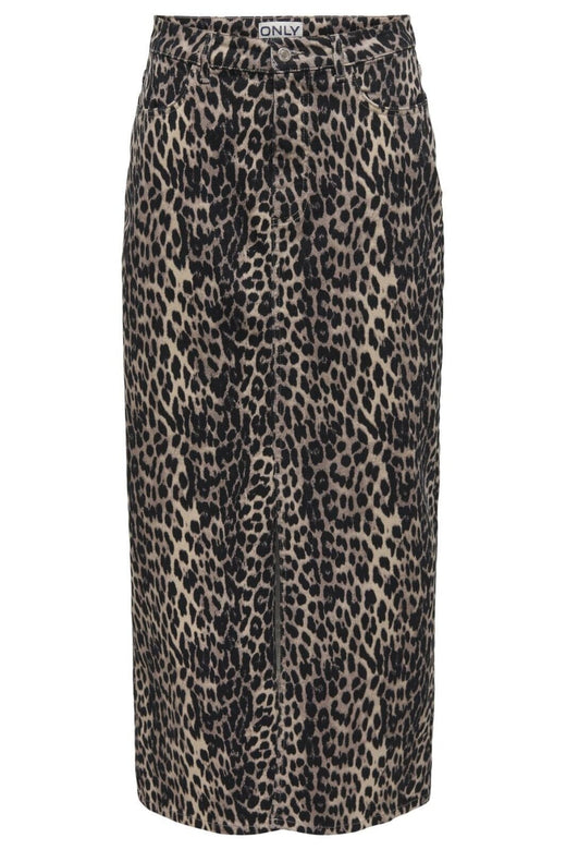 Forudbestilling - Only - Onlcilla-Anlie Long Slit Skirt - 4695545 Black Leo Nederdele 