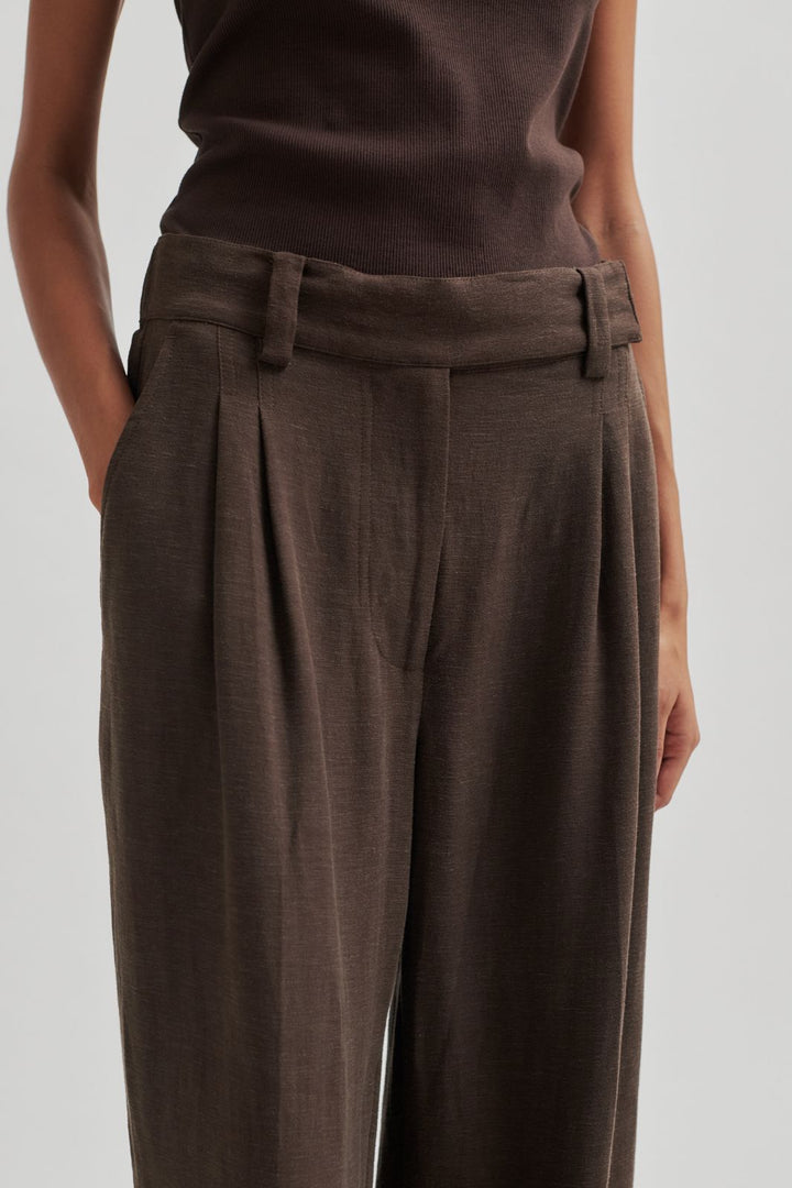 Forudbestilling - Second Female - Lino Trousers 57098 - Chocolate Brown Bukser 