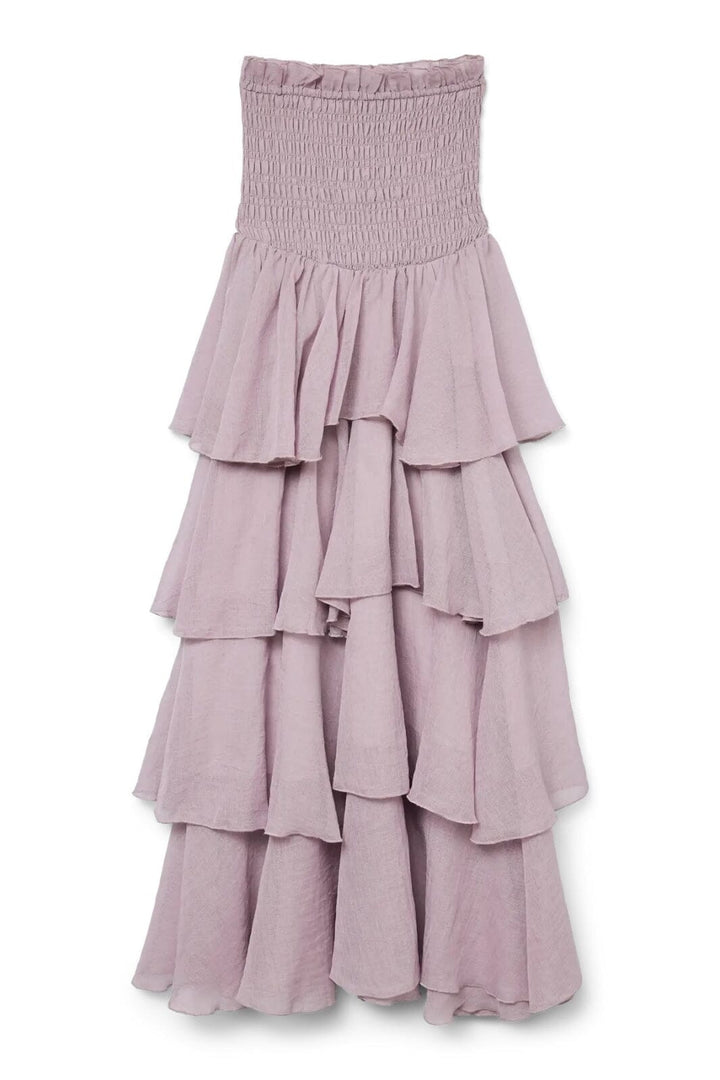 Vero Moda - Vmdelilah Sl Smock Ruffle Dress - 4830817 Elderberry