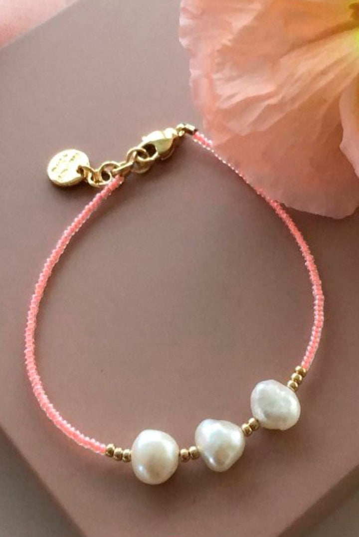 FRIIHOF+SIIG - Pearl Armbånd Armbånd Transparent Pink 