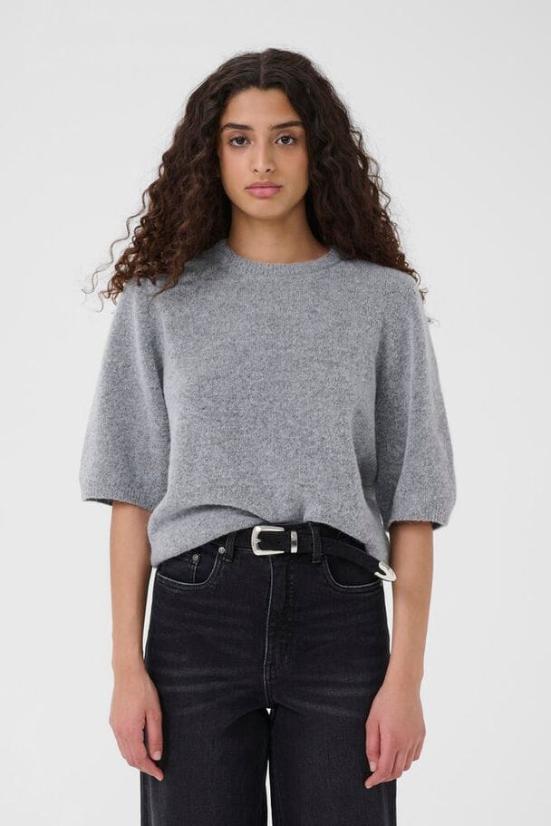 Gestuz - Alphagz Ss Tee 10909815 - 1442061 - Pearl Blue Melange Strikbluser 