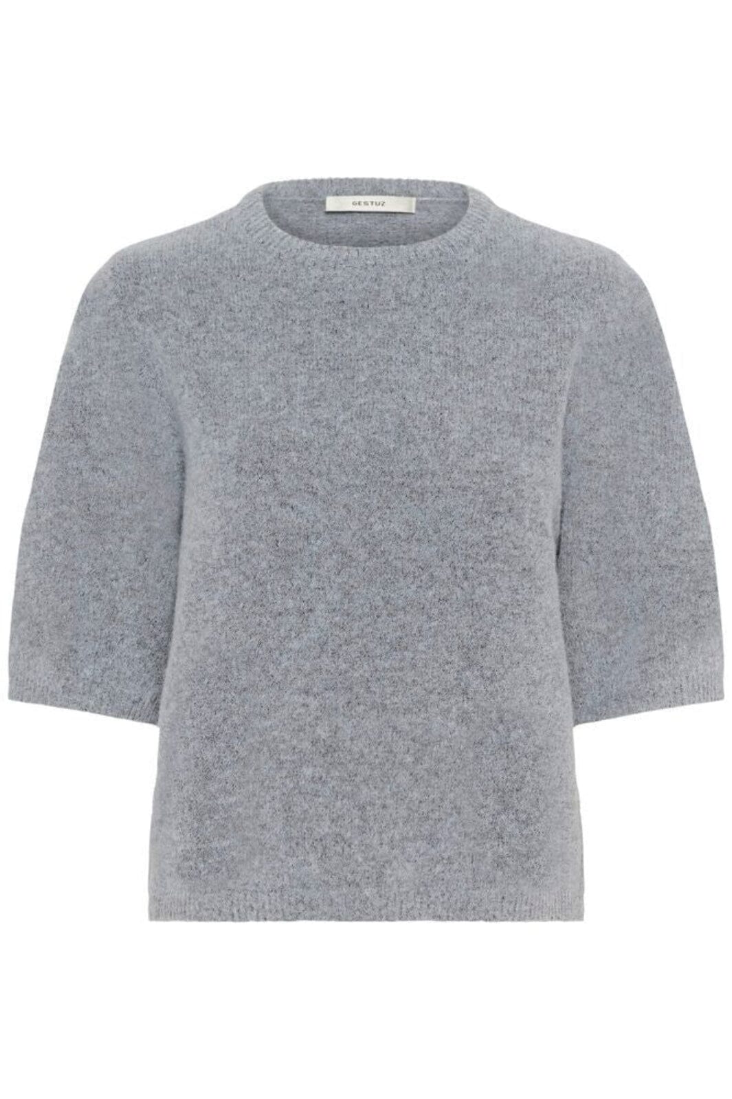 Gestuz - Alphagz Ss Tee 10909815 - 1442061 - Pearl Blue Melange Strikbluser 